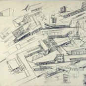 Cesare Cattaneo, Scuola di Ebanisteria, 1933: schizzi e disegni a matita su carta (ACC Cernobbio)