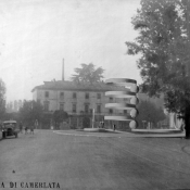 Cesare Cattaneo e Mario Radice, Fontana Monumentale, 1935-1936: fotomontaggio della Fontana costruita in Piazzale Corsica a Como (ACC Cernobbio)