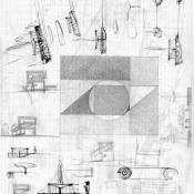 Cesare Cattaneo, schizzi di studio per una fontana a Como, 1937-1938: matita su carta (ACC Cernobbio)